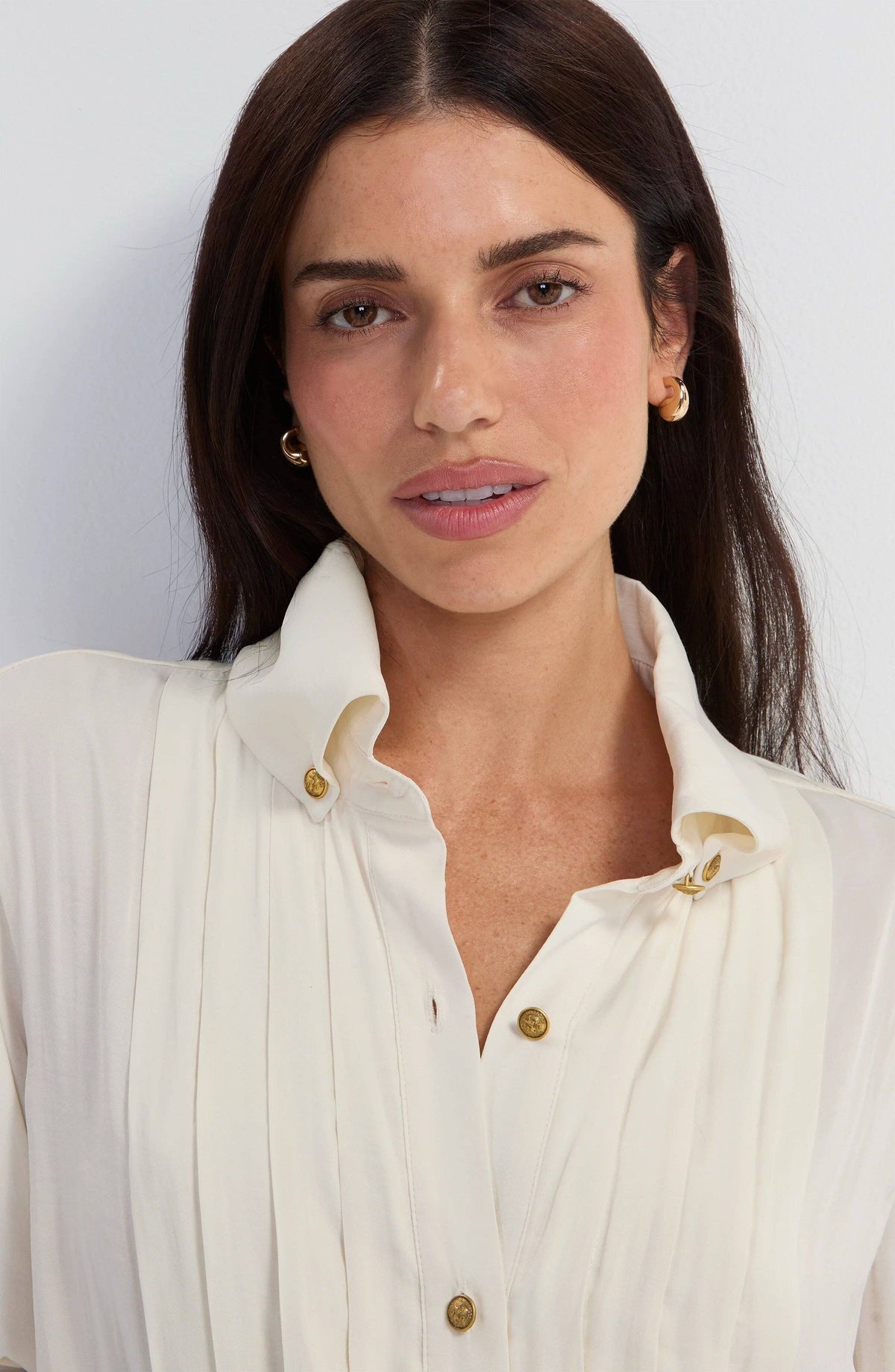 Tuxedo Top w High Collar Shirt