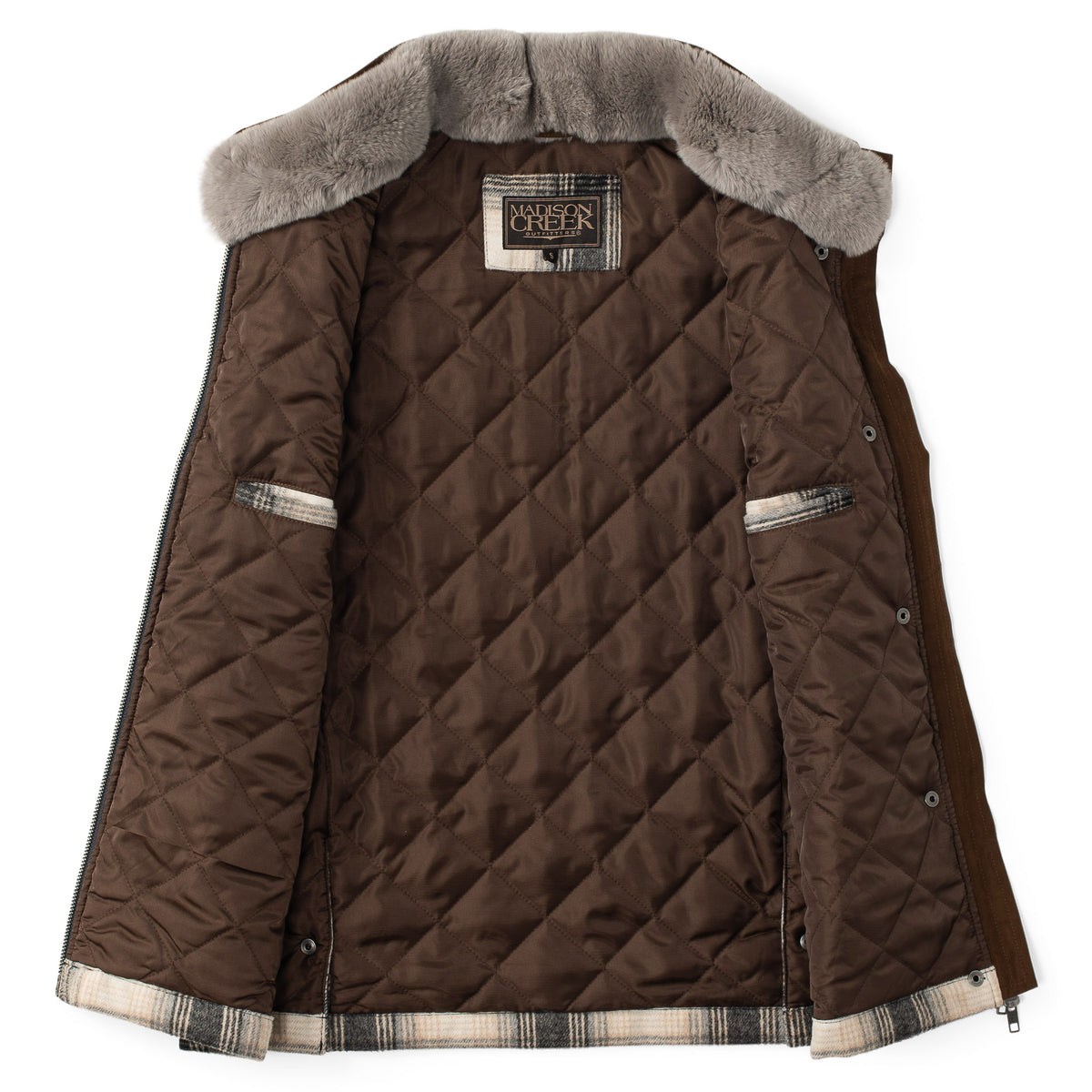Wool Blend Vest with Rabbit Fur Collar