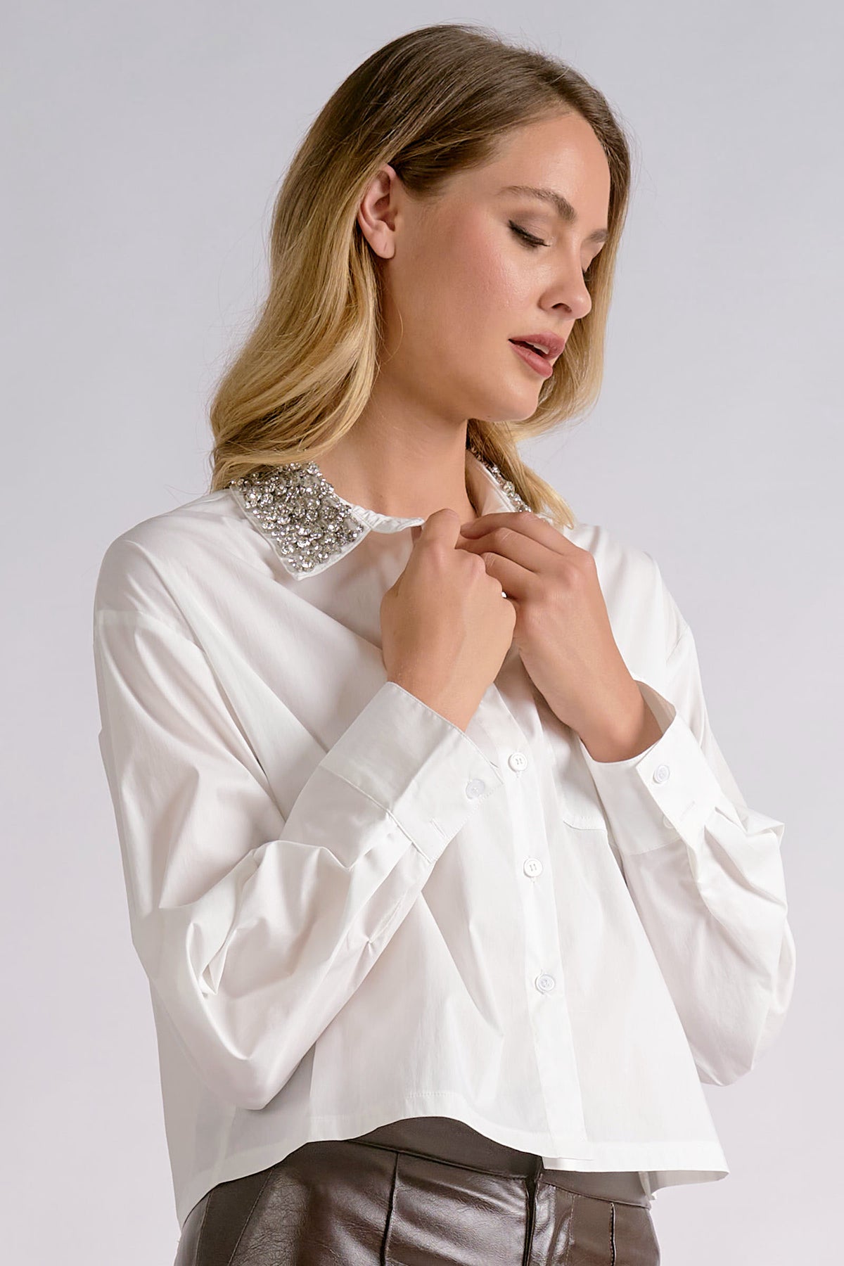 White Blouse with Rhinestones