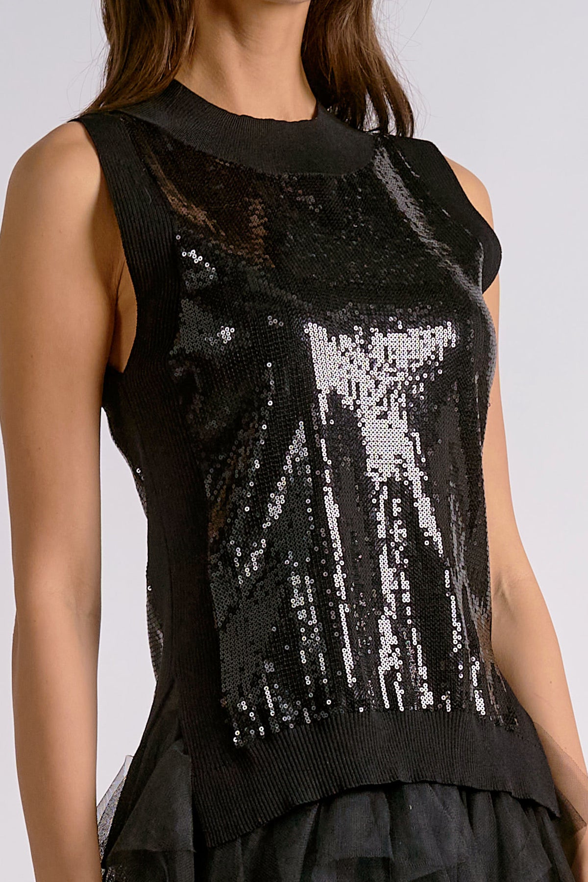 Black Sequin Tank Top