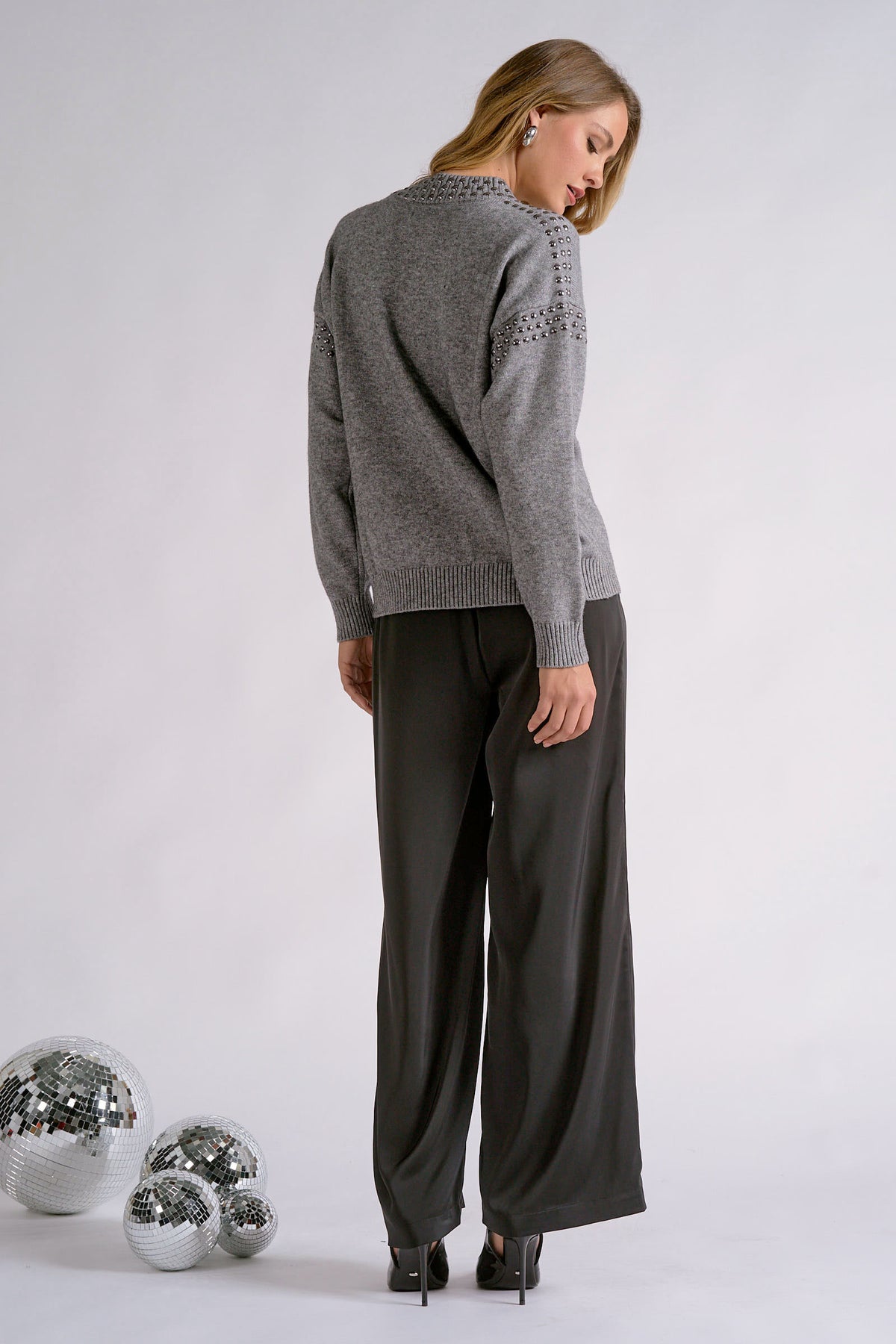 Gray Stud Sweater