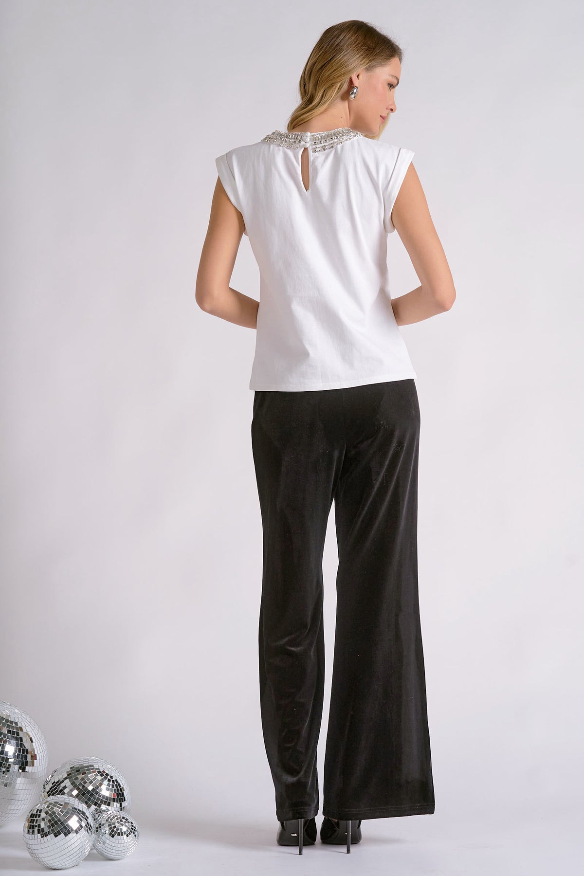 Rhinestone Neck Tank Top
