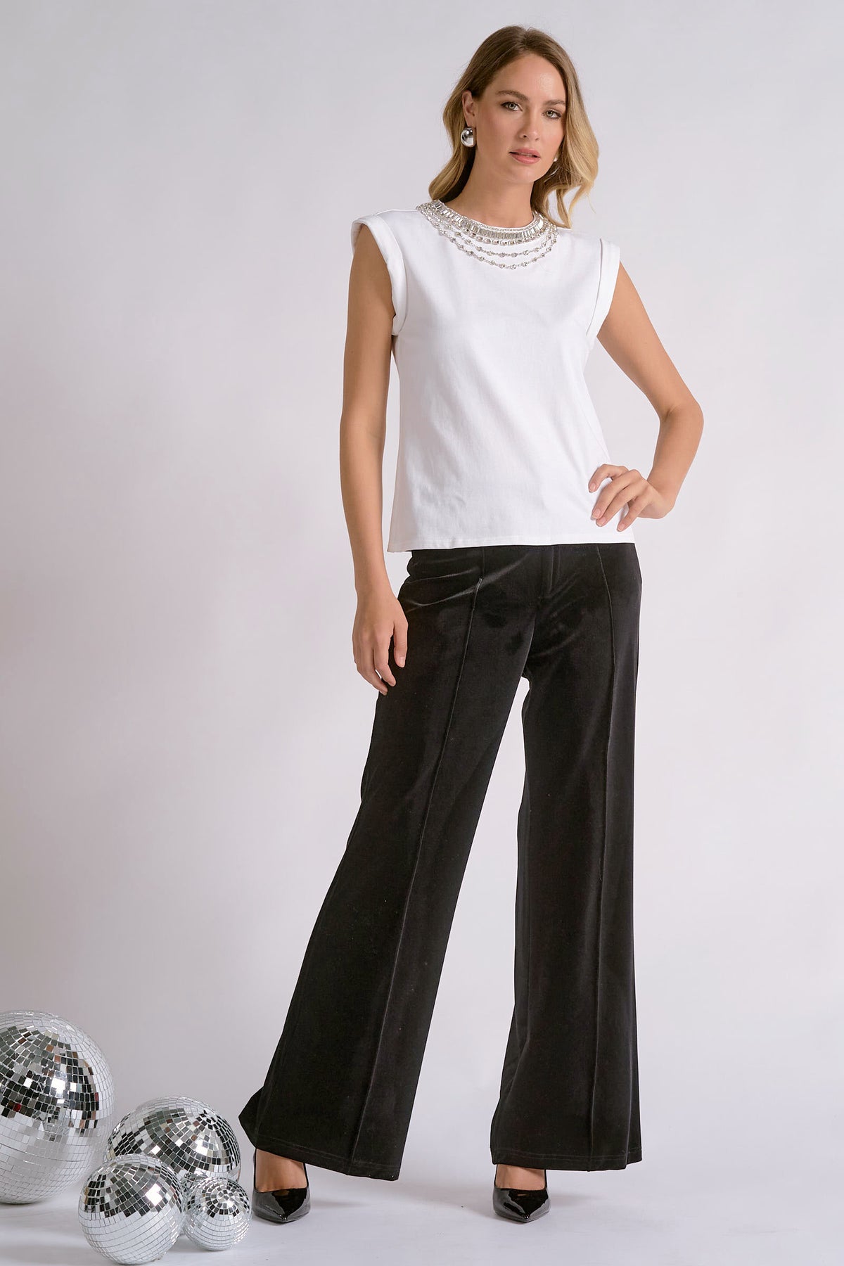 Rhinestone Neck Tank Top