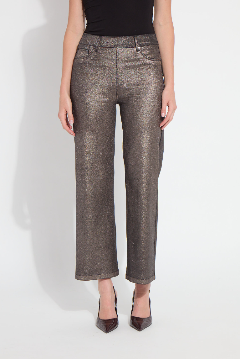 Metallic Coated Wide Leg Pant