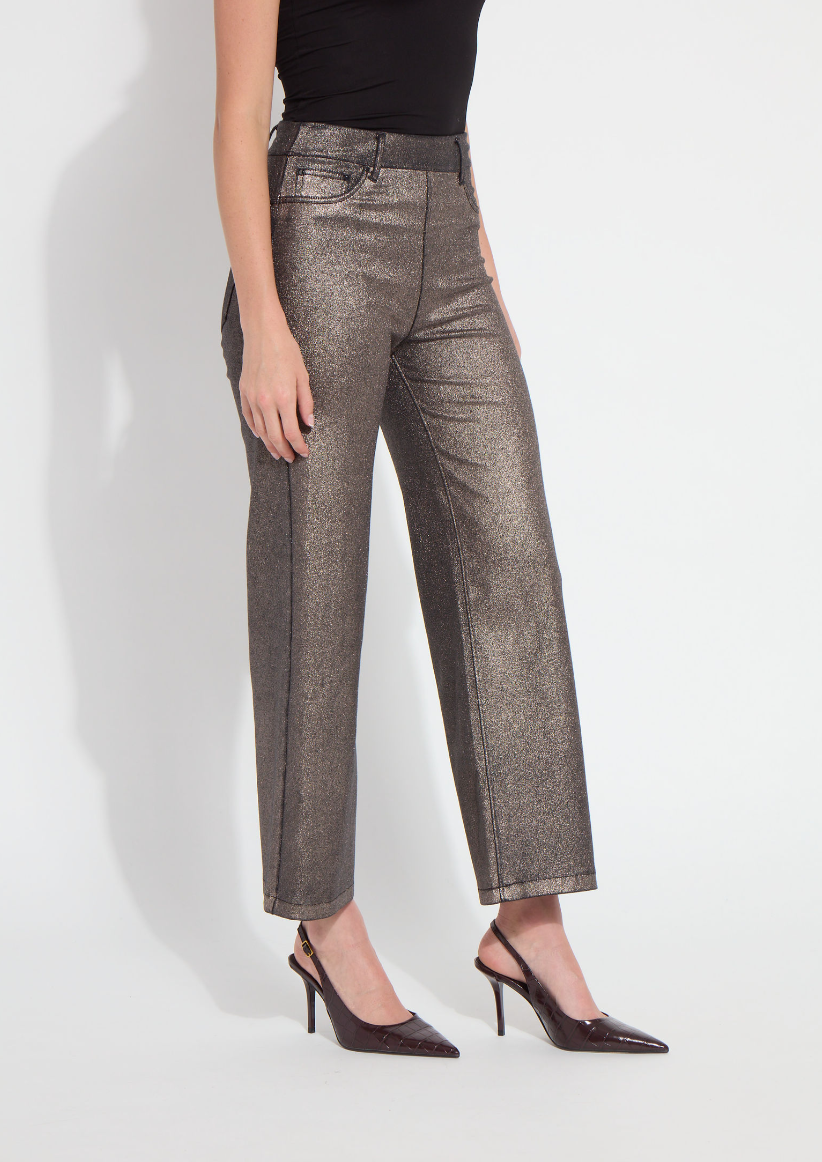 Metallic Coated Wide Leg Pant