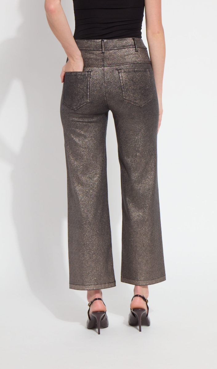 Metallic Coated Wide Leg Pant