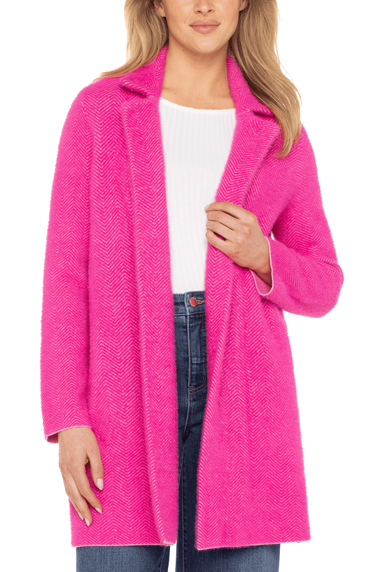 Hot Pink Open Front Sweater Coat