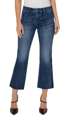 Hannah crop flare w/velvet trim jean