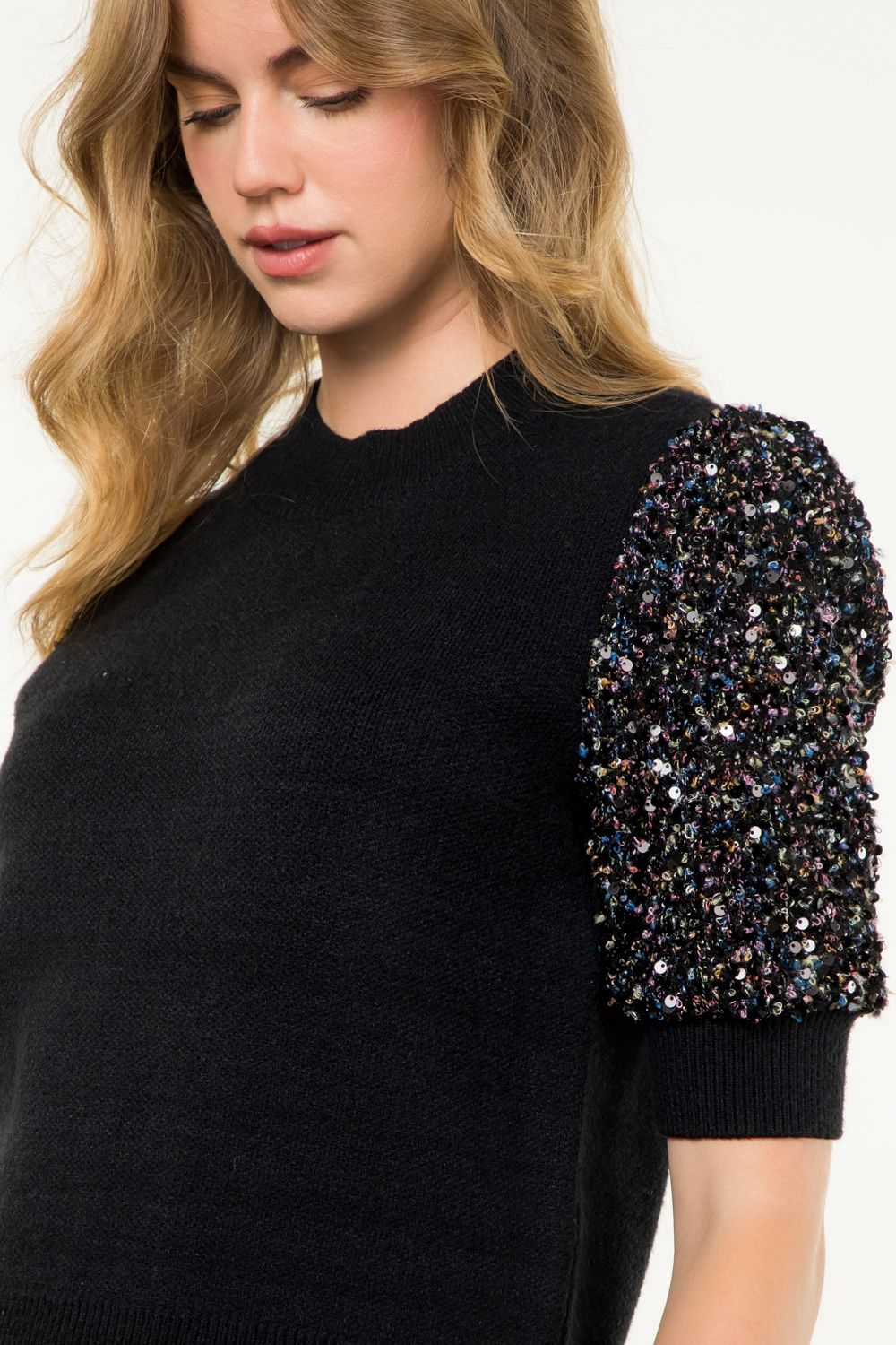 Sequin Short Sleeve Top