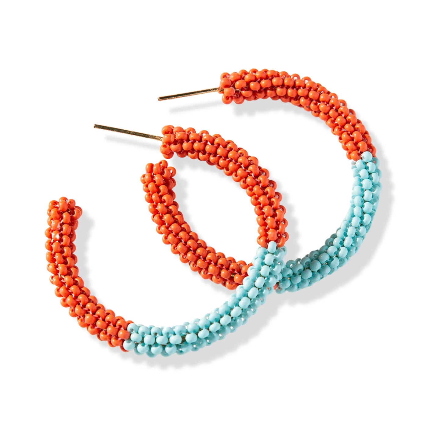 Coral Light Blue Color Block Small Hoop