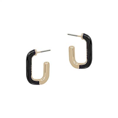 Black and Gold Huggie Hoop Earring