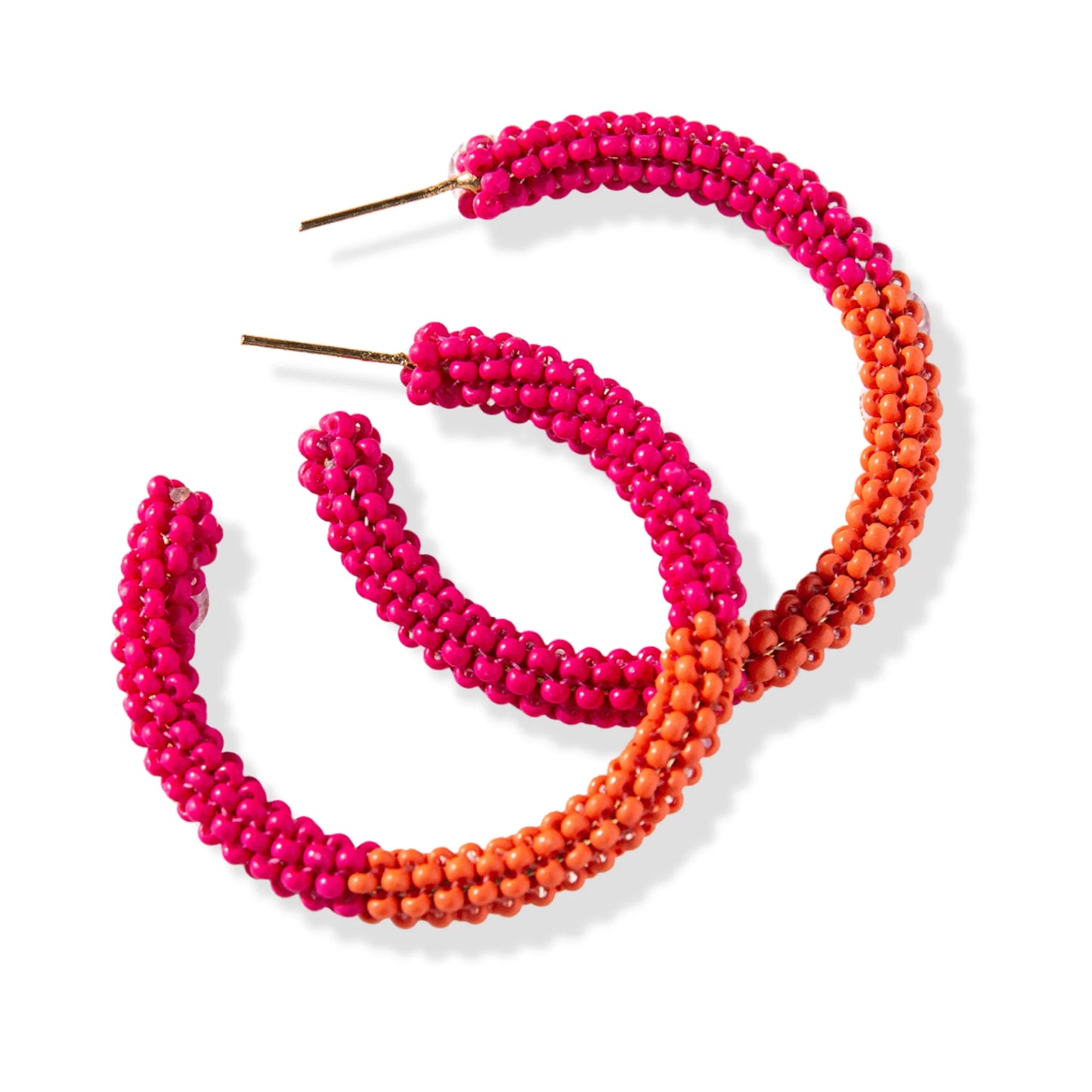 Hot Pink Coral Color Block Small Hoop