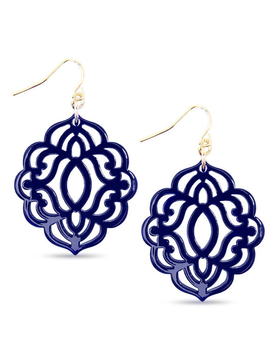 Baroque Resin Drop Earring Navy