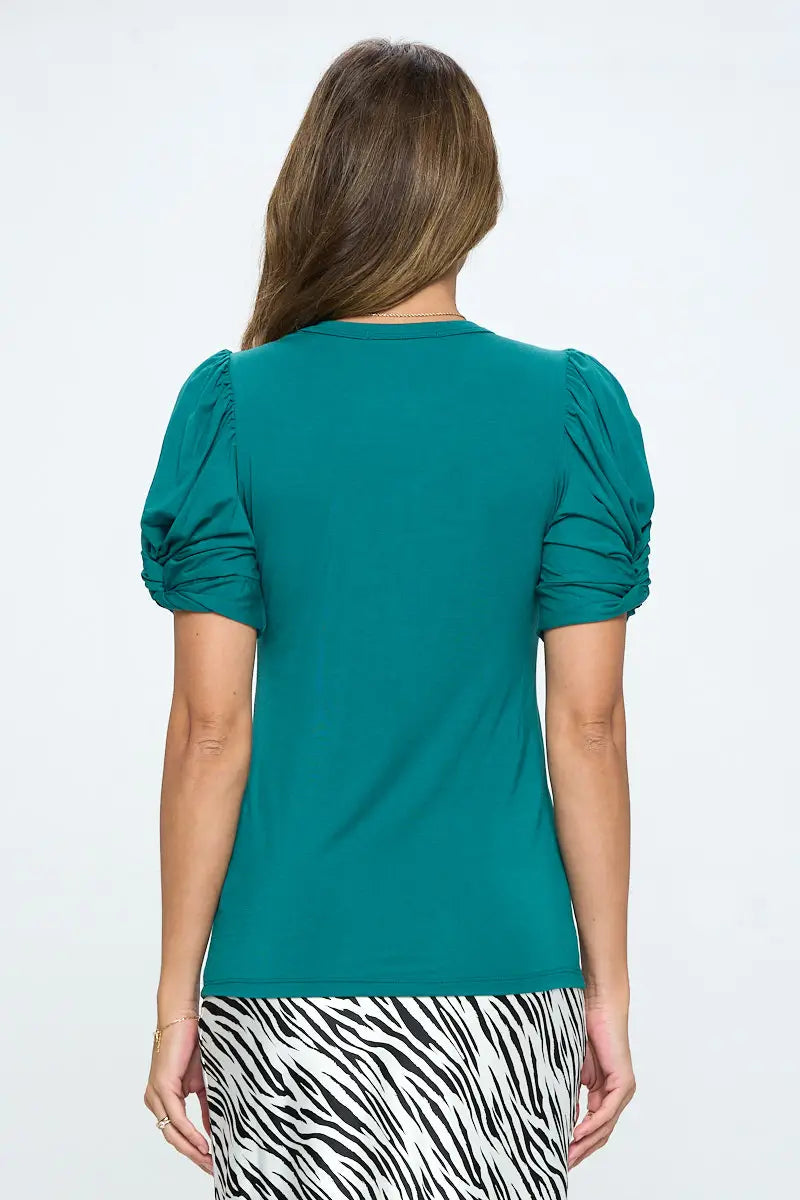 Short Sleeve Top with Scrunched Sleeves