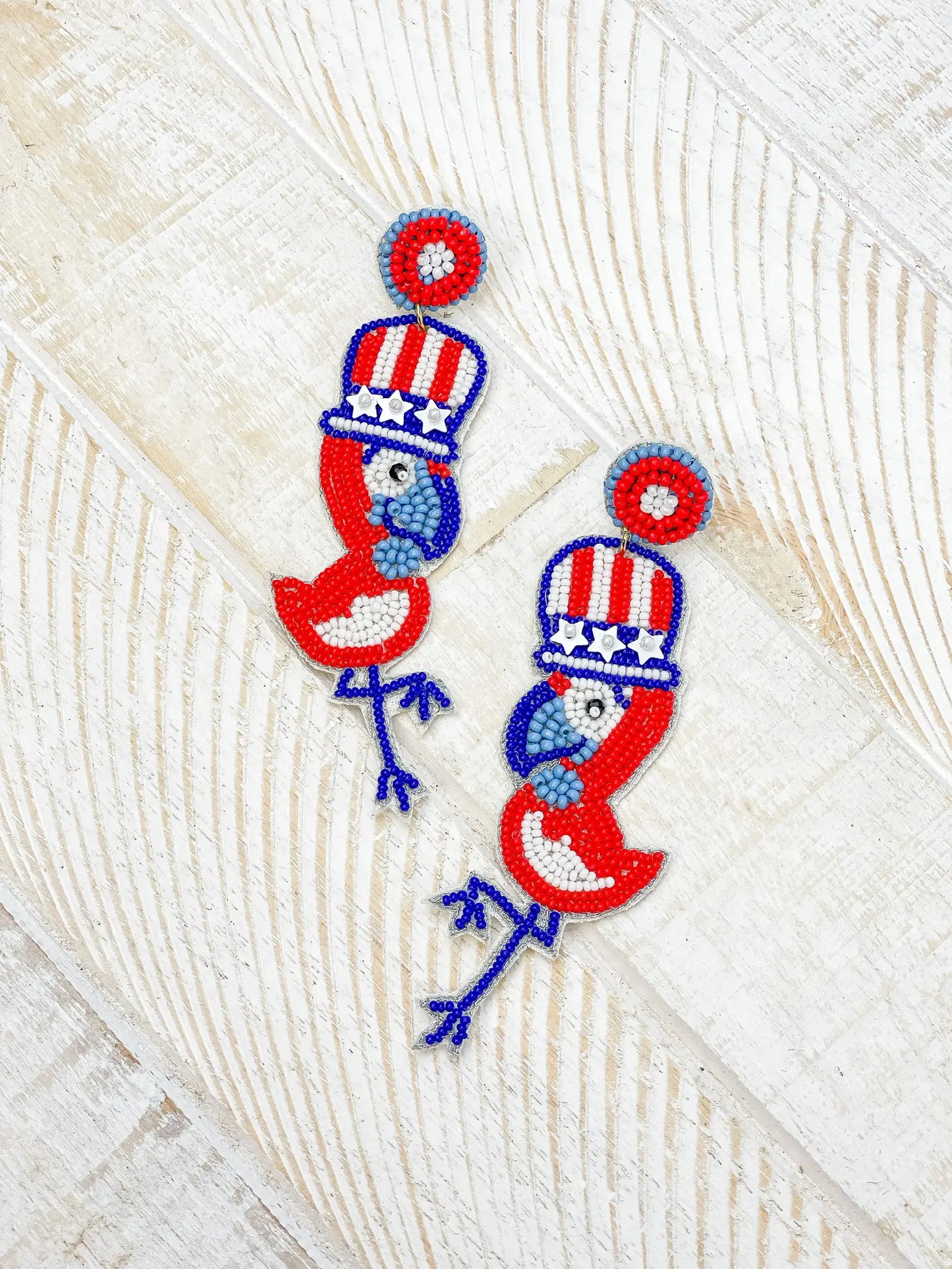 Patriotic Beaded Dangle Earrings