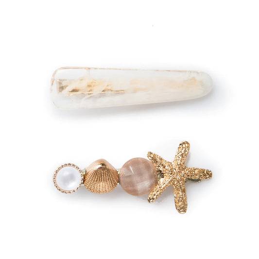 Hair Clip w/Star Fish& Pearl Set