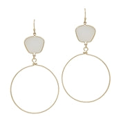 White Natural Stone with Gold Hoop Earring