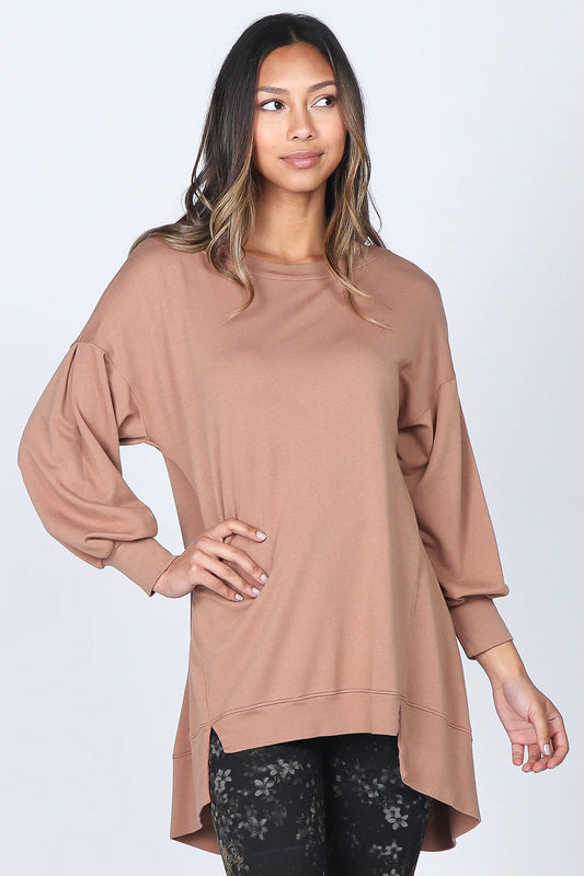 French Terry Tunic with Pleated Sleeves
