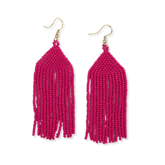 Michele Solid Beaded Fringe Earrings