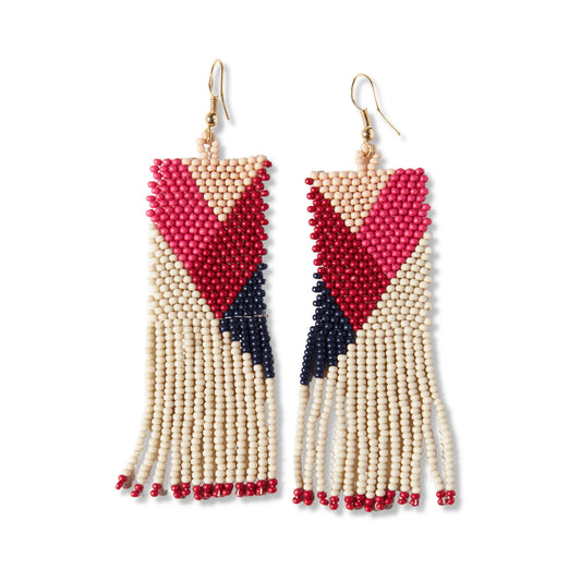 Charlotte Angles Beaded Fringe Earrings Hot Pink