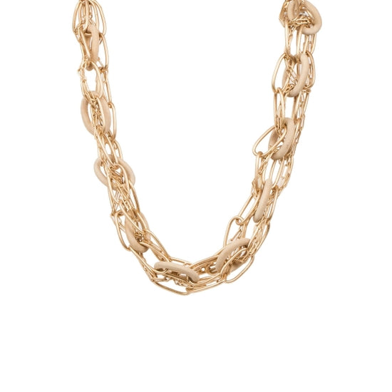 Nava Wood Chain Gold Link Necklace With Adjustable Chain