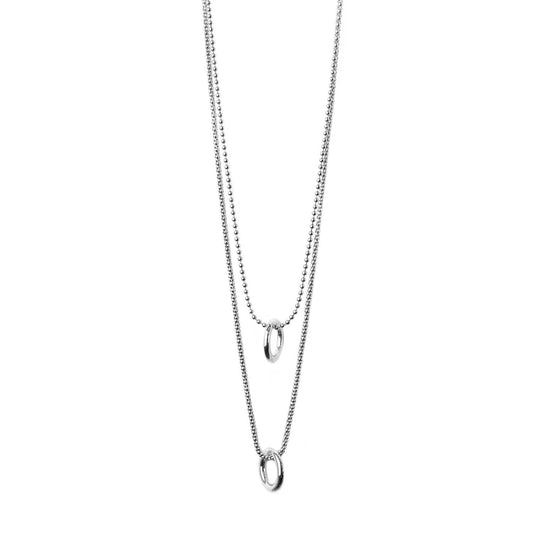 Twin-in-one double ring necklace
