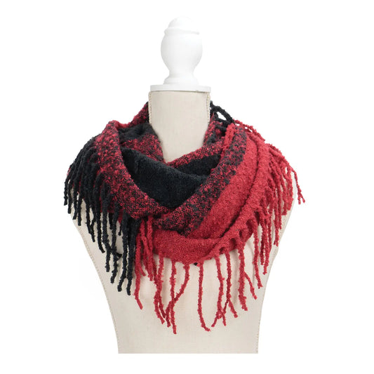 Knit Fringe Infinity Scarf