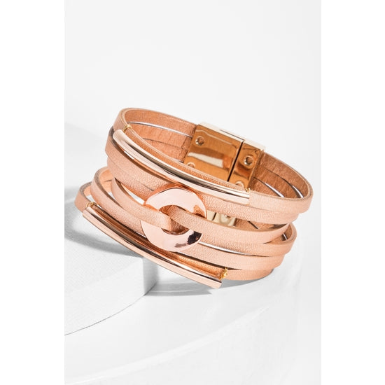Quincy Knot Rose Gold Leather Bracelet