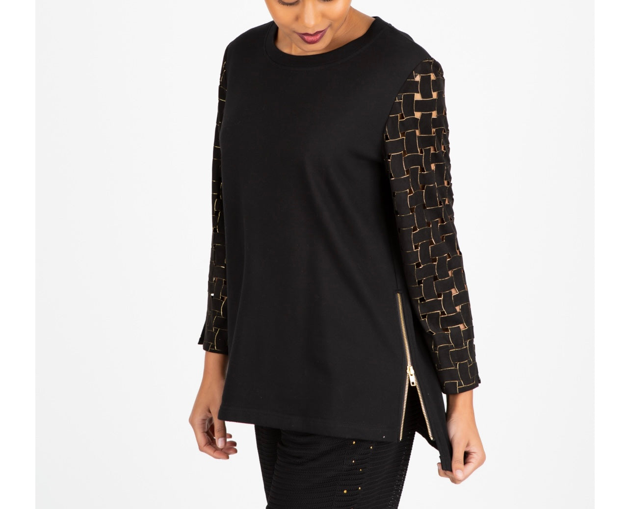 Suede Shimmer Sleeve Top