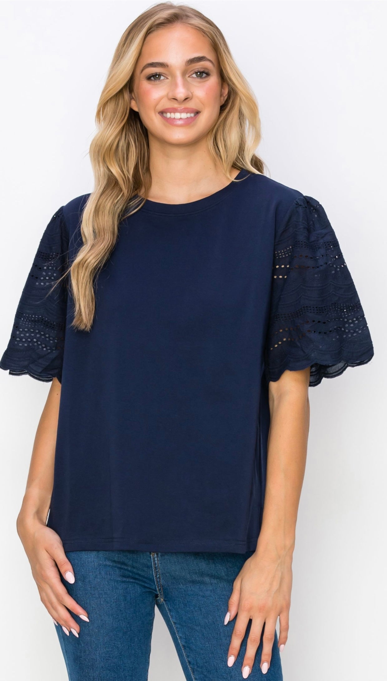 Ramona Top with Lace Eyelet